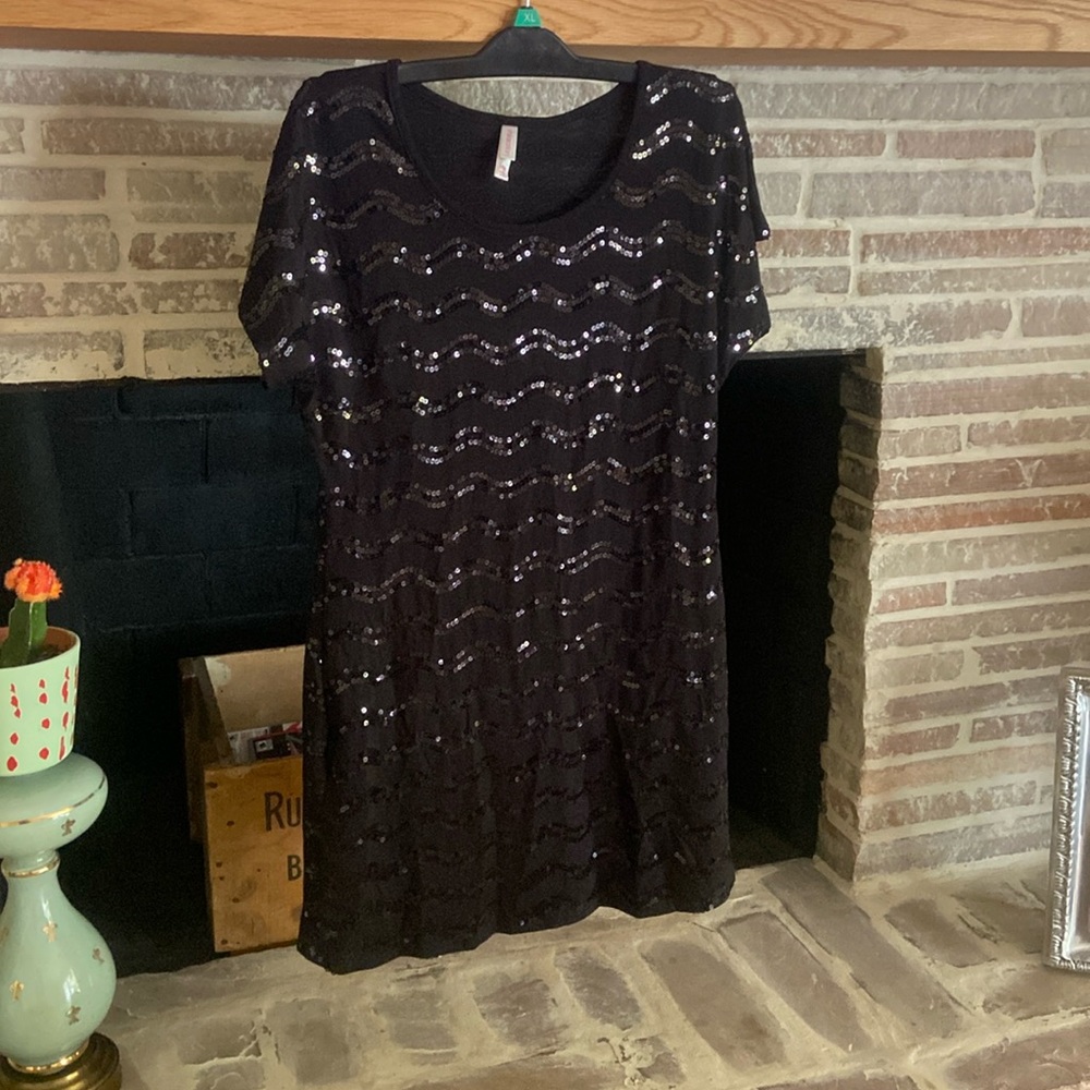 Black mini sequined dress